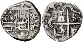 1595. Felipe II. Segovia. (). 2 reales. (Cal. 522). 6,72 g. Rara. MBC-.