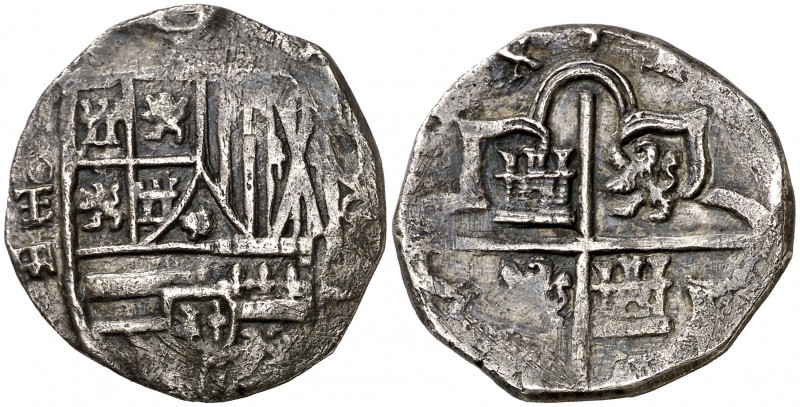 1596. Felipe II. Segovia. (Juan de Arfe Villafañe). 2 reales. (Cal. 529). 6,23 g...