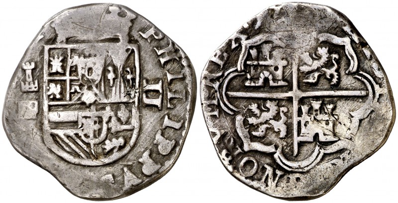 1597. Felipe II. Segovia. Castillejo (Melchor Rodríguez del Castillo). 2 reales....
