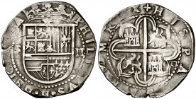 s/d. Felipe II. Sevilla. . 2 reales. (Cal. 535). 6,79 g. Muy redonda. MBC.