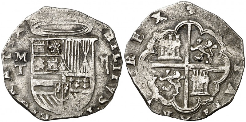 s/d. Felipe II. Toledo. M. 2 reales. (Cal. 555). 6,77 g. Águila en vez de león e...