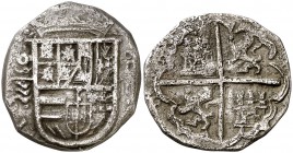 1595. Felipe II. Valladolid. . 2 reales. (Cal. 597). 6,57 g. Rara. MBC-.