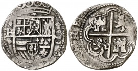 (1602). Felipe III. Burgos. Castillejo (Melchor Rodríguez del Castillo). 2 reales. (Cal. 315). 6,71 g. No figuraba ninguna moneda de este valor, rey y...
