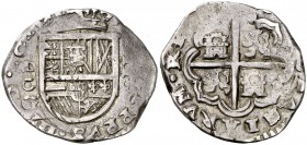 (162)0. Felipe III. (Madrid). . 2 reales. (Cal. 331). 6,90 g. Bonita pátina. Muy rara. MBC.