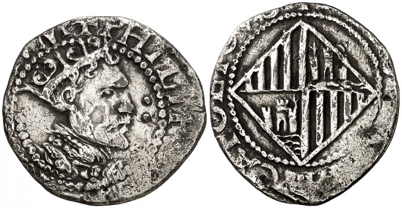 s/d. Felipe III. Mallorca. 2 rals. (Cal. 333 var) (Cru.C.G. 4353 var). 4,48 g. B...