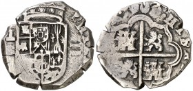 1601/0. Felipe III. Segovia. Castillejo (Melchor Rodríguez del Castillo). 2 reales. (Cal. falta). 6,89 g. Rara. MBC-.