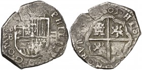 1601. Felipe III. Sevilla. B. 2 reales. (Cal. 376). 6,70 g. Tipo "OMNIVM". MBC-.