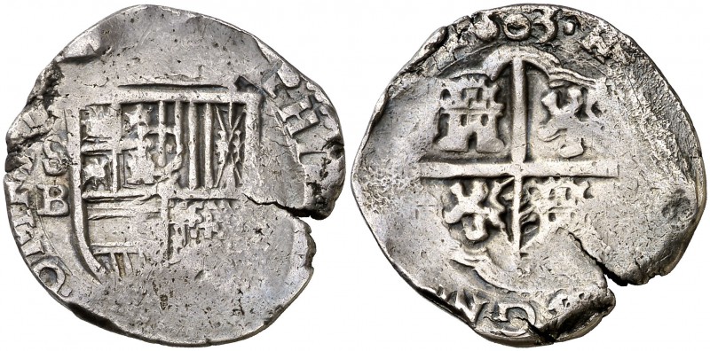 1603. Felipe III. Sevilla. B. 2 reales. (Cal. falta). 6,58 g. Tipo "OMNIVM". Acu...