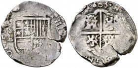 1603. Felipe III. Sevilla. B. 2 reales. (Cal. falta). 6,58 g. Tipo "OMNIVM". Acuñación floja. Escasa. (MBC-).