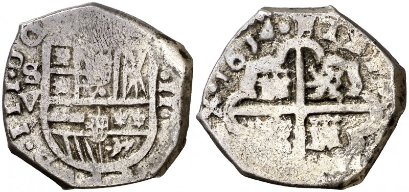 1614. Felipe III. Sevilla. V. 2 reales. (Cal. 389). 6,85 g. Acuñación algo floja...