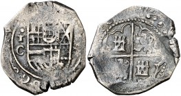 1606. Felipe III. Toledo. C. 2 reales. (Cal. falta). 6,46 g. Tipo "OMNIVM". Pátina oscura. Muy rara. BC+.