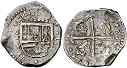 1617. Felipe III. Toledo. . 2 reales. (Cal. 413). 6,64 g. Fecha: 1617. Preciosa pátina. No figuraba ninguna moneda de este valor y ceca, con ensayador...