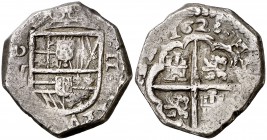 1628. Felipe IV. (Madrid). V. 2 reales. (Cal. 843). 6,81 g. Acuñación algo floja. Bonita pátina. Muy rara. MBC-.