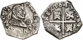 1643. Felipe IV. (Madrid). B. 2 reales. (Cal. 851). 5,25 g. Rara. MBC.