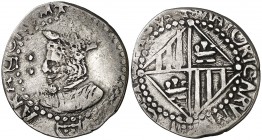 s/d. Felipe IV. Mallorca. 2 rals. (Cal. 862 var) (Cru.C.G. 4427). 4,57 g. Rara. MBC-/MBC.