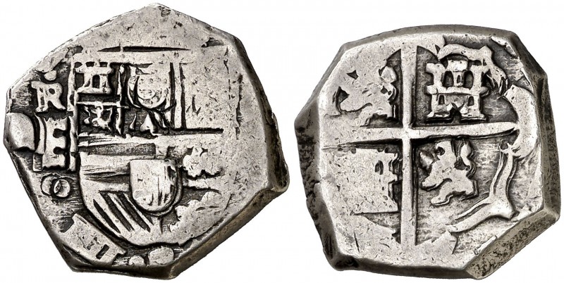(1623). Felipe IV. Segovia. R. 2 reales. (Cal. 929, mismo ejemplar). 6,93 g. Leo...