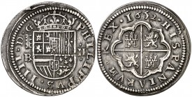 1652/22. Felipe IV. Segovia. . 2 reales. (Cal. 936). 6,29 g. Leves golpecitos. Buen ejemplar. MBC+.