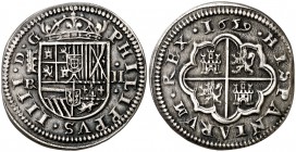 1659/29. Felipe IV. Segovia. . 2 reales. (Cal. 942). 5,62 g. Buen ejemplar. MBC+.