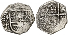 1(...). Felipe IV. Toledo. P. 2 reales. (Cal. falta). 6,09 g. Rayitas. Rara. (MBC-).