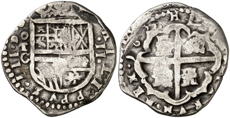 163 (sic). Felipe IV. Toledo. C. 2 reales. Inédita. 6,45 g. Ordinal III, por el ...