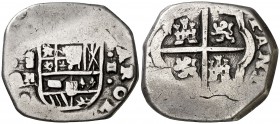 (1681). Carlos II. (Madrid). M/. 2 reales. (Cal. tipo 105, falta var). 6,41 g. Acuñación floja. Ex Áureo 16/12/2003, nº 648. Rara. MBC-.