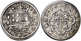 1684. Carlos II. Segovia. . 2 reales. (Cal. 641). 6,37 g. Rara. MBC.