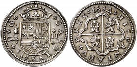 1684. Carlos II. Segovia. . 2 reales. (Cal. 643). 6,42 g. Preciosa pátina. Bella. Muy rara y más así. EBC+.