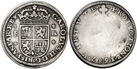 1687. Carlos II. Segovia. . 2 reales. (Cal. 649). 4,93 g. Tipo "María". Campo del reverso manipulado. Rara. (MBC-/BC-).