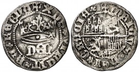Enrique IV (1454-1474). Segovia. Medio real. (AB. 725 var). 1,58 g. Punto en el centro de la corona. Ex Áureo 27/10/2004, nº 3250. MBC-.