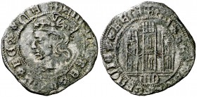 Enrique IV (1454-1474). Segovia. Dinero. (AB. 787 var). 1,38 g. Curiosas leyendas por doble acuñación. Rara. MBC-.