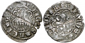 Enrique IV (1454-1474). Segovia. Media blanca. (AB. 824). 0,62 g. Grieta que atraviesa la moneda. Rara. (BC+).