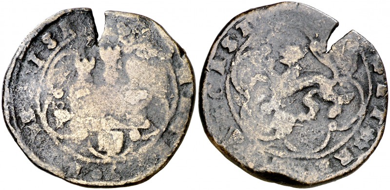 Reyes Católicos. Segovia. 4 maravedís. (Cal. 611 var). 9,21 g. Grieta. BC.