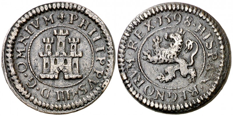 1598. Felipe III. Segovia. 2 maravedís. (Cal. 796, como 4 maravedís) (J.S. C-31)...