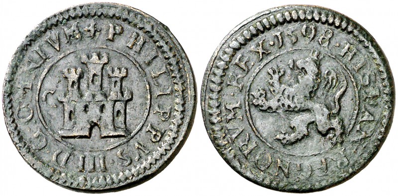 1598. Felipe III. Segovia. C. 2 maravedís. (Cal. 797, como 4 maravedís) (J.S. C-...
