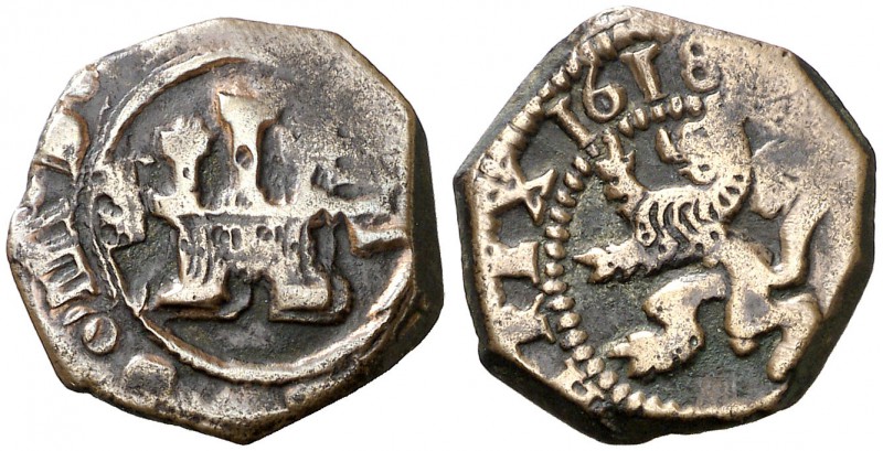 1618. Felipe III. Segovia. 4 maravedís. (Cal. 793) (J.S. tipo D35, falta var). 3...
