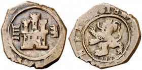 1618. Felipe III. Segovia. 4 maravedís. (Cal. 793) (J.S. D-182). 3,27 g. Acueducto vertical de tres arcos a izquierda. Rara. MBC-.