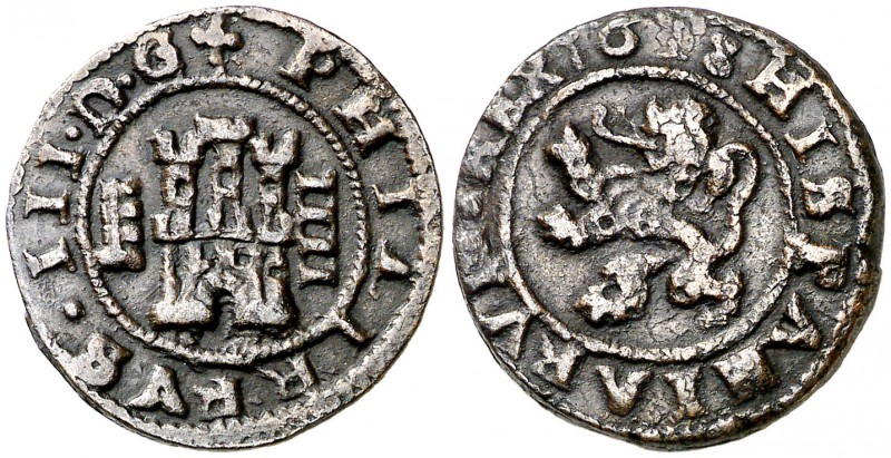1618. Felipe III. Segovia. 4 maravedís. (J.S. pág. 183). 3,77 g. Falsa de época,...