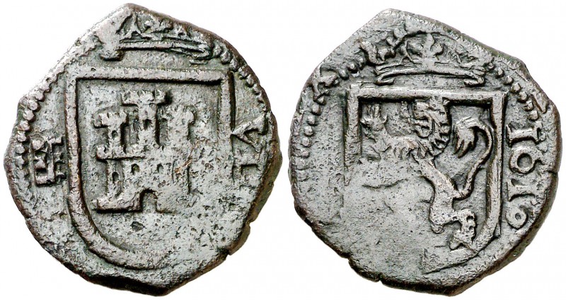 1610. Felipe III. Segovia. 8 maravedís. (J.S. pág. 163). 4,12 g. Falsa de época....