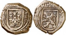 1619. Felipe III. Segovia. 8 maravedís. (Cal. 743) (J.S. D-148). 7,88 g. Acueductos invertidos de dos arcos y dos pisos, en anverso y reverso. Buen ej...