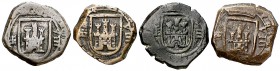 1619. Felipe III. Segovia. 8 maravedís. (Cal. 743) (J.S. tipo D30). Lote de 4 monedas, diversas variantes. BC+/MBC-.