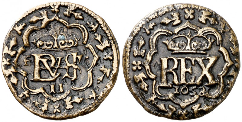 1658. Felipe IV. Segovia. 2 maravedís. (Cal. 1558, mismo ejemplar) (J.S. K-107, ...