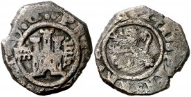 1624. Felipe IV. Segovia. 4 maravedís. (Cal. 1540) (J.S. F-212). 3,85 g. Acueducto de tres arcos y dos pisos que corta la orla interior. MBC-.