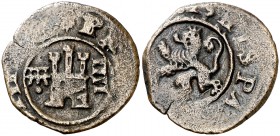(16)25. Felipe IV. Segovia. 4 maravedís. (Cal. 1541) (J.S. F-217, mismo ejemplar). 2,71 g. Acueducto de dos arcos y dos pisos. MBC-.