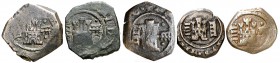 (1622-1625). Felipe IV. Segovia. 4 maravedís. (Cal. tipo 353) (J.S. tipo F27). Lote de 5 monedas. BC/MBC-.