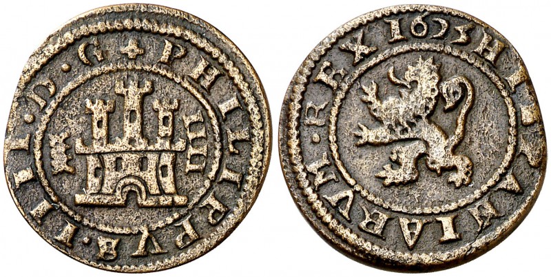 1625. Felipe IV. Segovia. 4 maravedís. (Cal. 1544) (J.S. F-279, mismo ejemplar)....