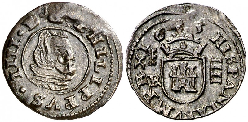 1663. Felipe IV. Segovia. . 4 maravedís. (Cal. 1552) (J.S. M-570). 1,26 g. Escas...