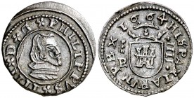 1664. Felipe IV. Segovia. . 4 maravedís. (Cal. 1553) (J.S. M-572). 1,05 g. Leve grieta. Atractiva. Escasa. EBC-/EBC.