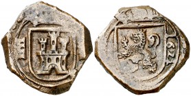 1621. Felipe IV. Segovia. 8 maravedís. (Cal. 1515) (J.S. F-129). 6,74 g. Acueducto vertical de tres arcos a derecha. Buen ejemplar. MBC+.