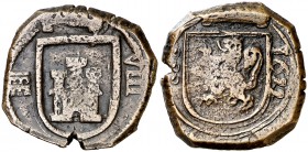 1622. Felipe IV. Segovia. 8 maravedís. (Cal. 1517) (J.S. F-135, mismo ejemplar). 6,29 g. Acueducto de tres arcos y dos pisos. MBC-.