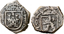 1623. Felipe IV. Segovia. 8 maravedís. (Cal. 1519) (J.S. tipo F25, falta var). 5,57 g. Acueducto vertical de tres arcos a derecha. MBC-.